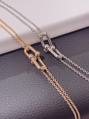 HARDWEAR DOUBLE LINK PEDANT PINK GOLD NECKLACE