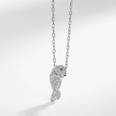 PANTHERE PEDANT SILVER DIAMOND NECKLACE