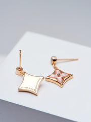DOUBLE STAR PINK GOLD MOP DROP EARRINGS