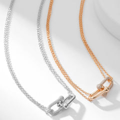 HARDWEAR DIAMOND PEDANT DOUBLE CHAIN NECKLACE