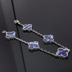 CLOVER 5 MOTIF PIETERSITE SILVER BRACELET
