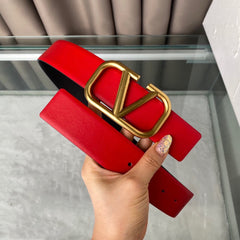 REVERSIBLE VLOGO SIGNATURE BELT IN GLOSSY RED BLACK CALFSKIN GHW 40 MM