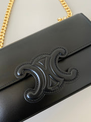 20 CHAIN EMBOSSED ARMPIT BAG BLACK CALFSKIN