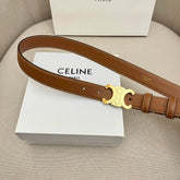 CELINE 25S TRIOMPHE 25MM BELT IN CARAMEL CALFSKIN GLOD HARDWARE