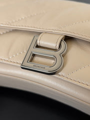 CRUSH CHAINED BAG 25 IN BEIGE QUILTED LAMBSKIN SILVER HARDWARE