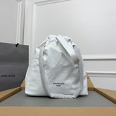 CRUSH SMALL TOTE BAG 27 IN WHITE CRUSHED CALFSKIN SILVER HARDWARE