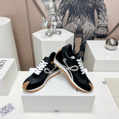 FLOW RUNNER SNEAKER IN BLACK SUEDE AND SHEEPSKIN