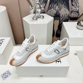 FLOW RUNNER SNEAKER IN WHITE IVORY SUEDE AND SHEEPSKIN