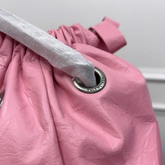 CRUSH LARGE TOTE BAG 46 IN PINK CRUSHED CALFSKIN SILVER HARDWARE