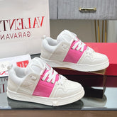 VALENTINO 25S GARAVANI OPEN SKATE SNEAKERS IN WHITE MIX PINK LAMBSKIN STYLE 10