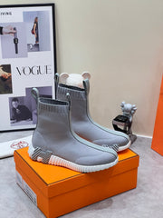 H FUN CLASSIC SNEAKER STYLISH LIGHT GRAY FABRIC