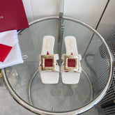 VIV' BY THE SEA LOVE METAL MULES IN WHITE CALFSKIN GOLD BUCKLE