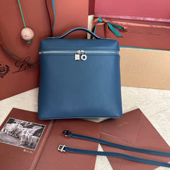 EXTRA POCKET BACKPACK L23.5 IN CLASSIC BLUE CALFSKIN WITH SILVER HARDWARE