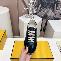 FENDI FLIGHT SNEAKER IN BLACK SUEDE AND LAMBSKIN
