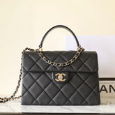 CHANEL 25S FLAP BAG 25 CM IN BLACK LAMBSKIN WITH GOLD HARDWARE