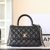 CHANEL 25S FLAP BAG 24 CM IN BLACK LAMBSKIN WITH GOLD HARDWARE