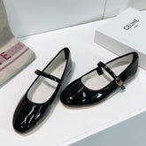 BALLET FLAT IN BLACK CALFSKIN