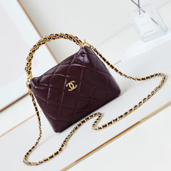 HOBO BAG 18 IN WINE RED SOFT LAMBSKIN GOLD CHAIN