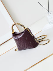 HOBO BAG 18 IN WINE RED SOFT LAMBSKIN GOLD CHAIN