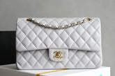 CHANEL 25S FLAP BAG 25.5 CM IN LIGHT GREY LAMBSKIN