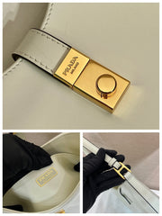 CLEO SHOULDER BAG 22 IN WHITE BRUSHED LAMBSKIN WITH CLASP CLOSURE