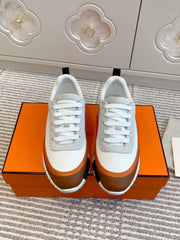 BOUNCING SNEAKER IN WHITE GRAPHIC MESH AND BRONZE BROWN CALFSKIN