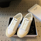 TRAINER LOW LACE-UP SNEAKER IN WHITE MIX BEIGE CANVAS