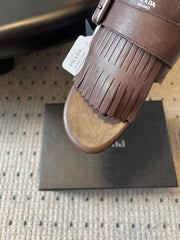 PRADA 25S SHUFFLE LEATHER THONG SANDALS IN BROWN CALFSKIN