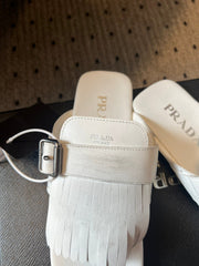 PRADA 25S SHUFFLE LEATHER THONG SANDALS IN IVORY CALFSKIN