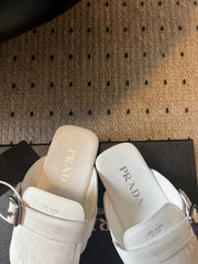 PRADA 25S SHUFFLE LEATHER THONG SANDALS IN IVORY CALFSKIN