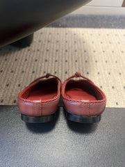 BOTTEGA VENETA 26S FLAT MULES IN DARK RED LAMBSKIN