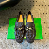 BOTTEGA VENETA 26S LOAFERS IN CHOCOLATE BROWN LAMBSKIN WITH GOLD HARDWARE