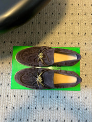 BOTTEGA VENETA 26S LOAFERS IN DARK BROWN SUEDE WITH GOLD HARDWARE