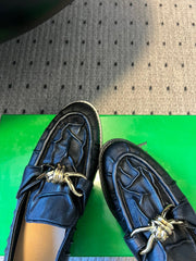 BOTTEGA VENETA 26S LOAFERS IN BLACK LAMBSKIN WITH GOLD HARDWARE