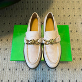 BOTTEGA VENETA 26S LOAFERS IN LIGHT BEIGE SUEDE WITH GOLD HARDWARE