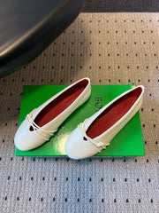 BOTTEGA VENETA 26S ESPADRILLE BALLET FLATS IN WHITE LAMBSKIN