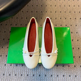 BOTTEGA VENETA 26S ESPADRILLE BALLET FLATS IN WHITE LAMBSKIN