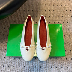 BOTTEGA VENETA 26S ESPADRILLE BALLET FLATS IN WHITE LAMBSKIN