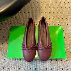 BOTTEGA VENETA 26S ESPADRILLE BALLET FLATS IN DARK RED LAMBSKIN