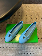 BOTTEGA VENETA 26S ESPADRILLE BALLET FLATS IN BLUE LAMBSKIN