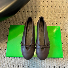 BOTTEGA VENETA 26S ESPADRILLE BALLET FLATS IN DARK BROWN LAMBSKIN