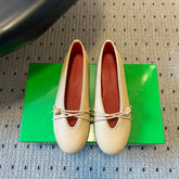 BOTTEGA VENETA 26S ESPADRILLE BALLET FLATS IN BEIGE LAMBSKIN