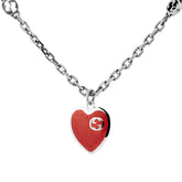 GG HEARTS STERLING SILVER RED ENAMEL PENDANT NECKLACE
