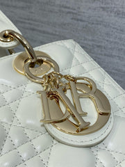 LADY BAG 24 IN WHITE CALFSKIN GOLD HARDWARE