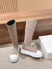 THE ROW HIGH BOOTS IN DARK BEIGE SUEDE