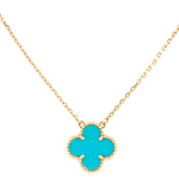 CLOVER MEDIUM TURQUOISE GOLD NECKLACE
