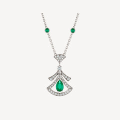 DREAM NECKLACE MALACHITE DIAMOND SILVER