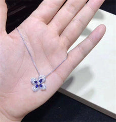 HORTENSIA NECKLACE AGATE DARK SILVER DIAMOND