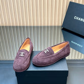 CHANEL 25S TEDDY LOAFER 15MM IN DARK PURPLE SUEDE SILVER HARDWRE