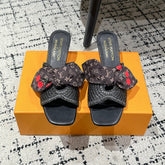 LV CHERRY HIGH HEELS 25S IN BLACK RAFFIA WITH BOW STYLE 14
